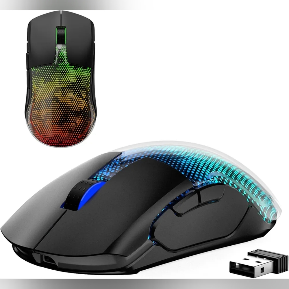 Wireless Gaming Mouse, 12000 DPI, Tri-Mode 2.4G/USB-C/Bluetooth 5.3, RGB Backlit